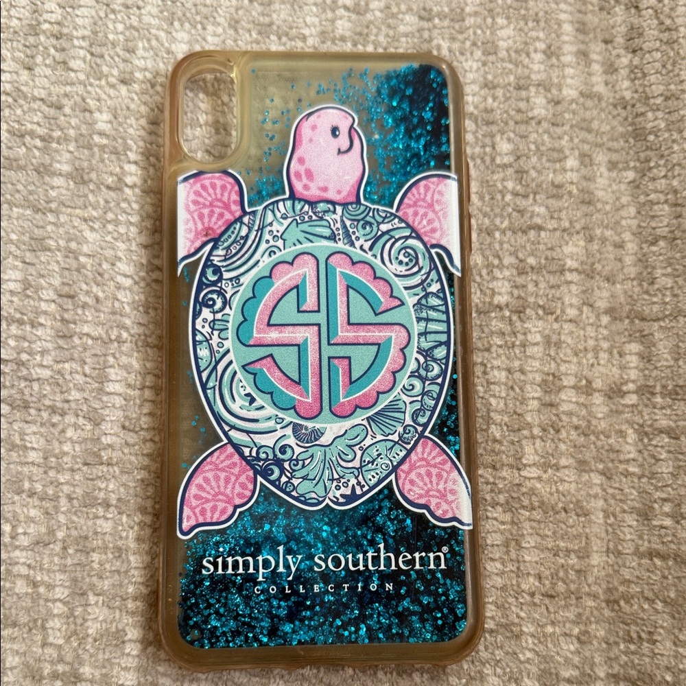Simply Southern Glitter Turtle Phone Case - Pink and Teal iPhone XS Max
